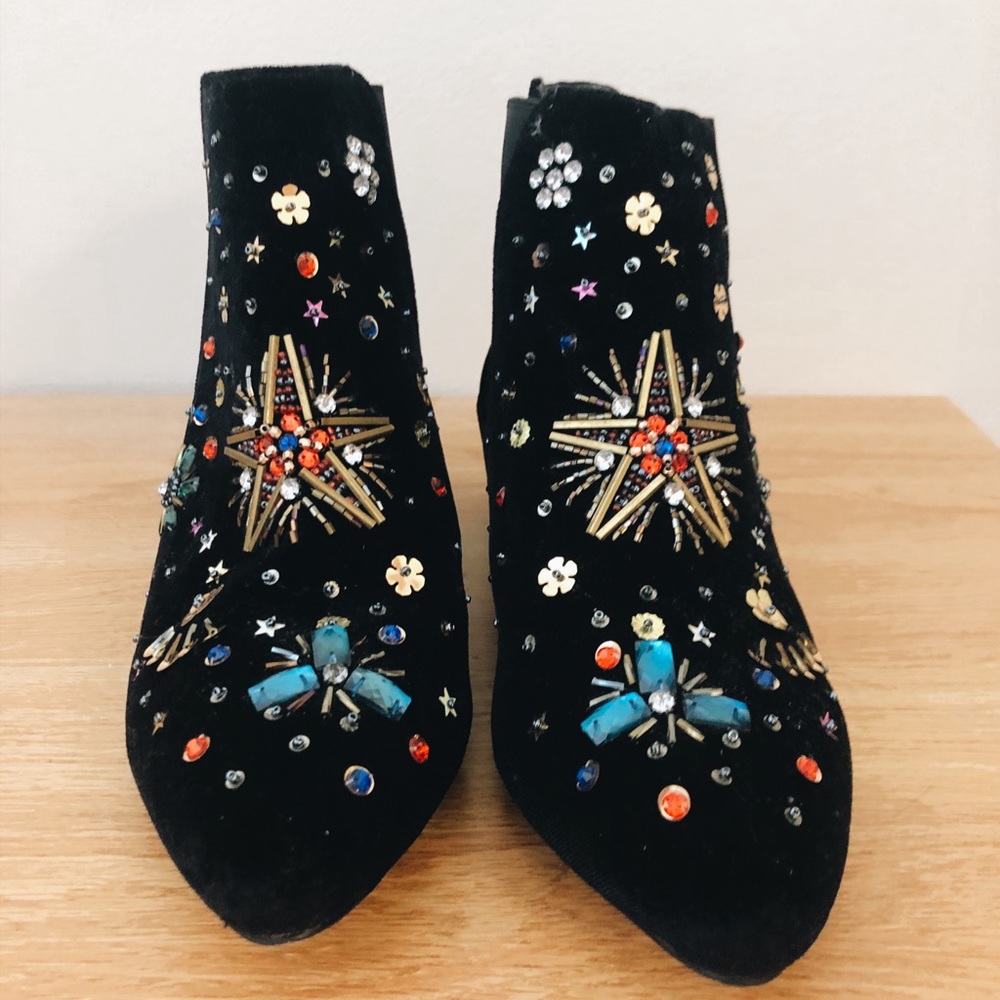 Black Ankle Booties/Embellished